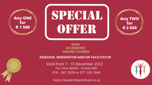 Training Special Offers - Assessor, Moderator, Facilitator LEDISA Academy